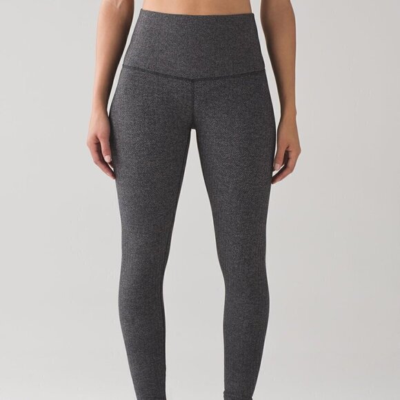 Lululemon Wunder Under Pant (Hi-Rise) - 4 Heathered Herringbone/Black - Picture 1 of 8